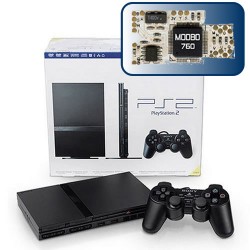 PS2 Slim Negro con Modbo 760 chip original instalado PS2 Slim Negro con Modbo 760 chip original instalado
