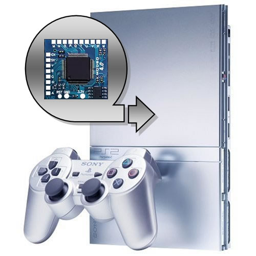 PS2 Slim Plateado con Modbo 4 chip original instalado